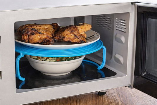 Foldable Microwave Stacking Tray – Heat Two Dishes at Once Without Mess
