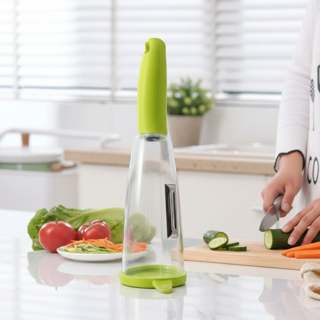 Smart Peel™ – No-Mess Vegetable Peeler with Built-In Storage Container